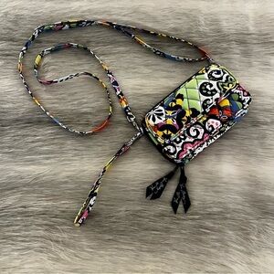 VERA BRADLEY Rio 2015 All in One Crossbody Wristlet Wallet Yellow Lipstick Case